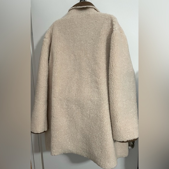 Faux Shearling Reversible Brown Coat Sz.L - Picture 4 of 5